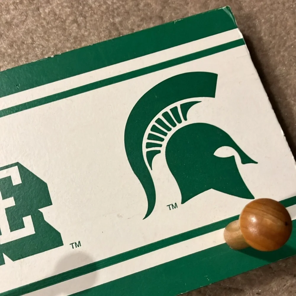Michigan State Green and White 4 Peg Wall Hook Rack